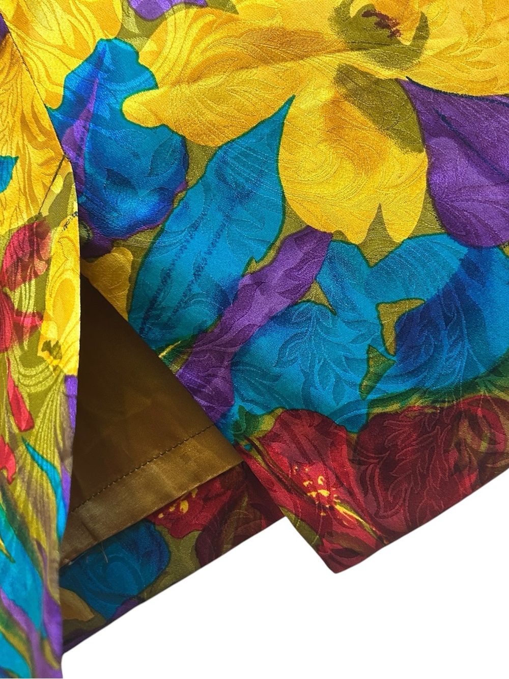 Vintage Gillian 100% Silk Tropical Floral Midi Dress Size 10 Off Shoulder Bright - Picture 12 of 12